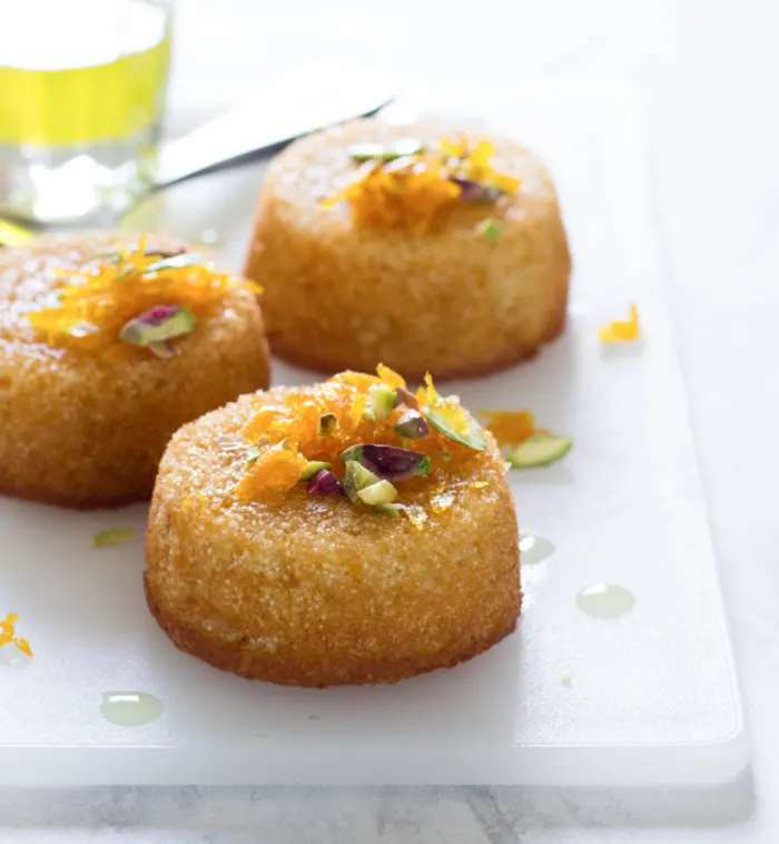 Orange Saffron Syrup Cakes